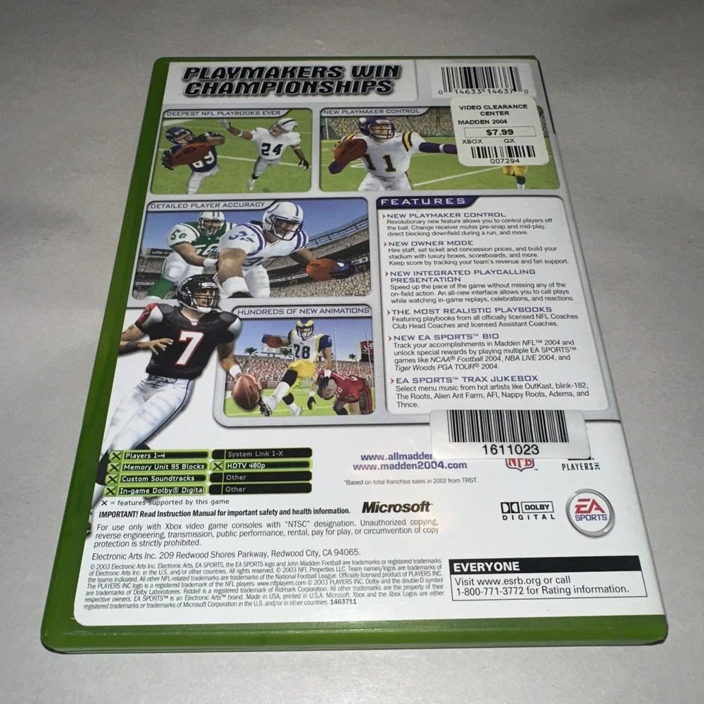 Madden NFL 2004 (Xbox, 2003) Complete CIB w/ Registration Code Exc Condition